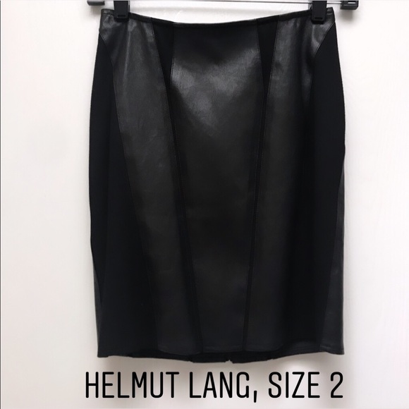 Helmut Lang Dresses & Skirts - Helmut Lang lamb leather black panel skirt, size 2